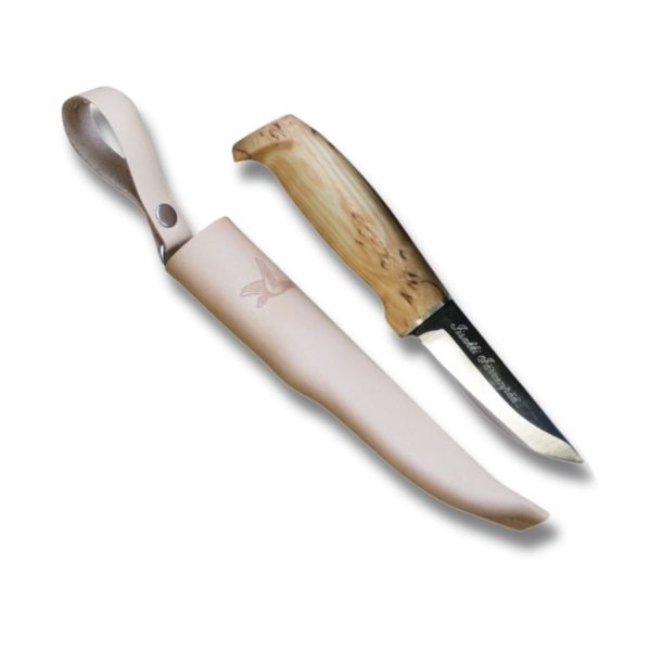 Iisakki Järvenpää Duck Knife – Light med smal, skarp stålklinge og lyst, ergonomisk formet træskaft i traditionelt finsk design.