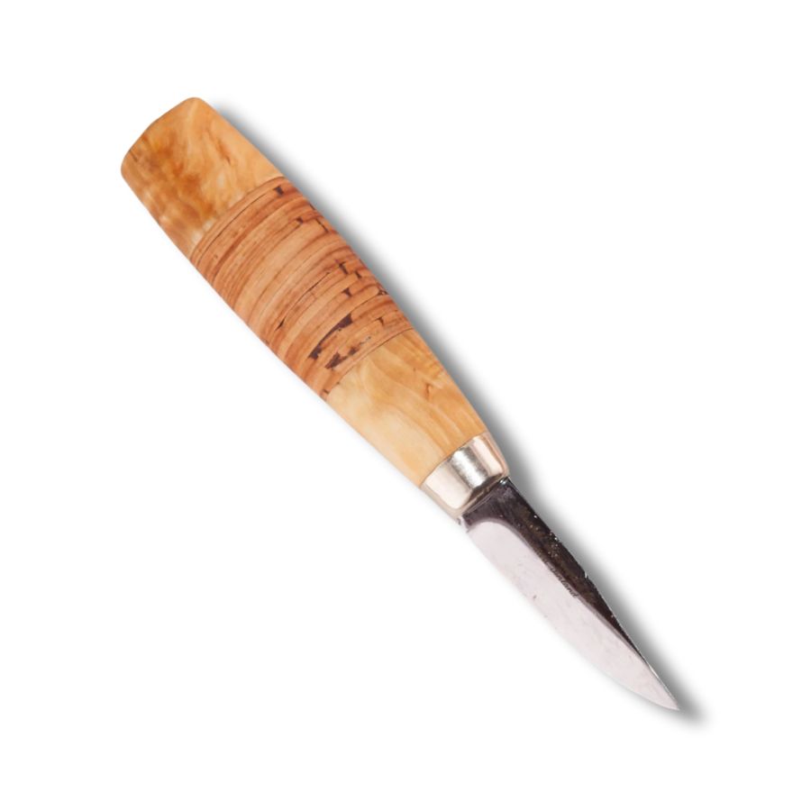 Iisakki Järvenpää Pigeon Knife med slank, buet klinge og træskaft.